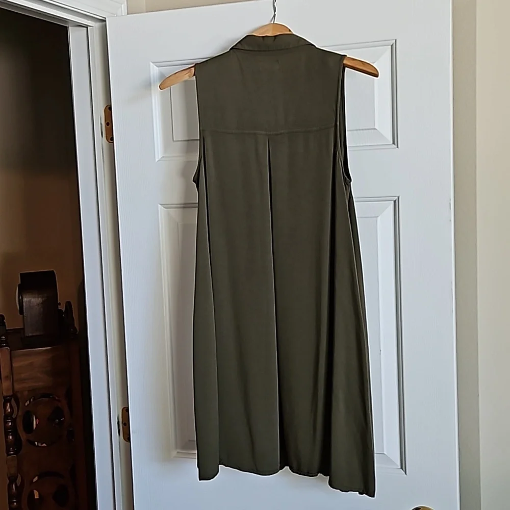 OLD NAVY Button Down Collared Tunic Dress sz M Ladies Hunter Green